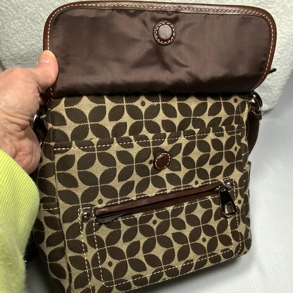 Fossil Brown Logo Canvas Crossbody Shoulder Bag - Picture 4 of 15
